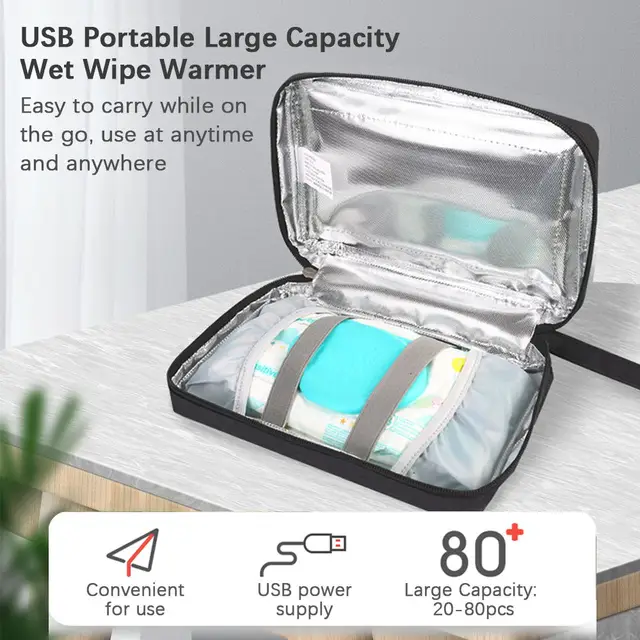 Podgrzewacz szmatki do wycierania na mokro przenośnych chusteczek USB podgrzewacz chusteczki dla niemowląt o dużej pojemności z regulacją temperatury od 30 ℃ do 60 ℃