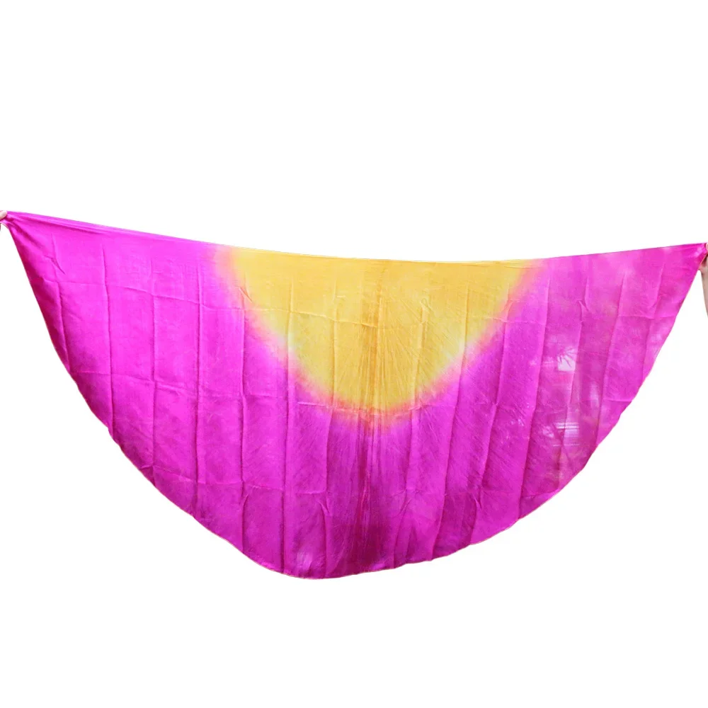 Gradient Color design 100% real silk belly dance veil Bellydance Props Silk veil semicercle veil wholesale 250*114cm Orange+Rose