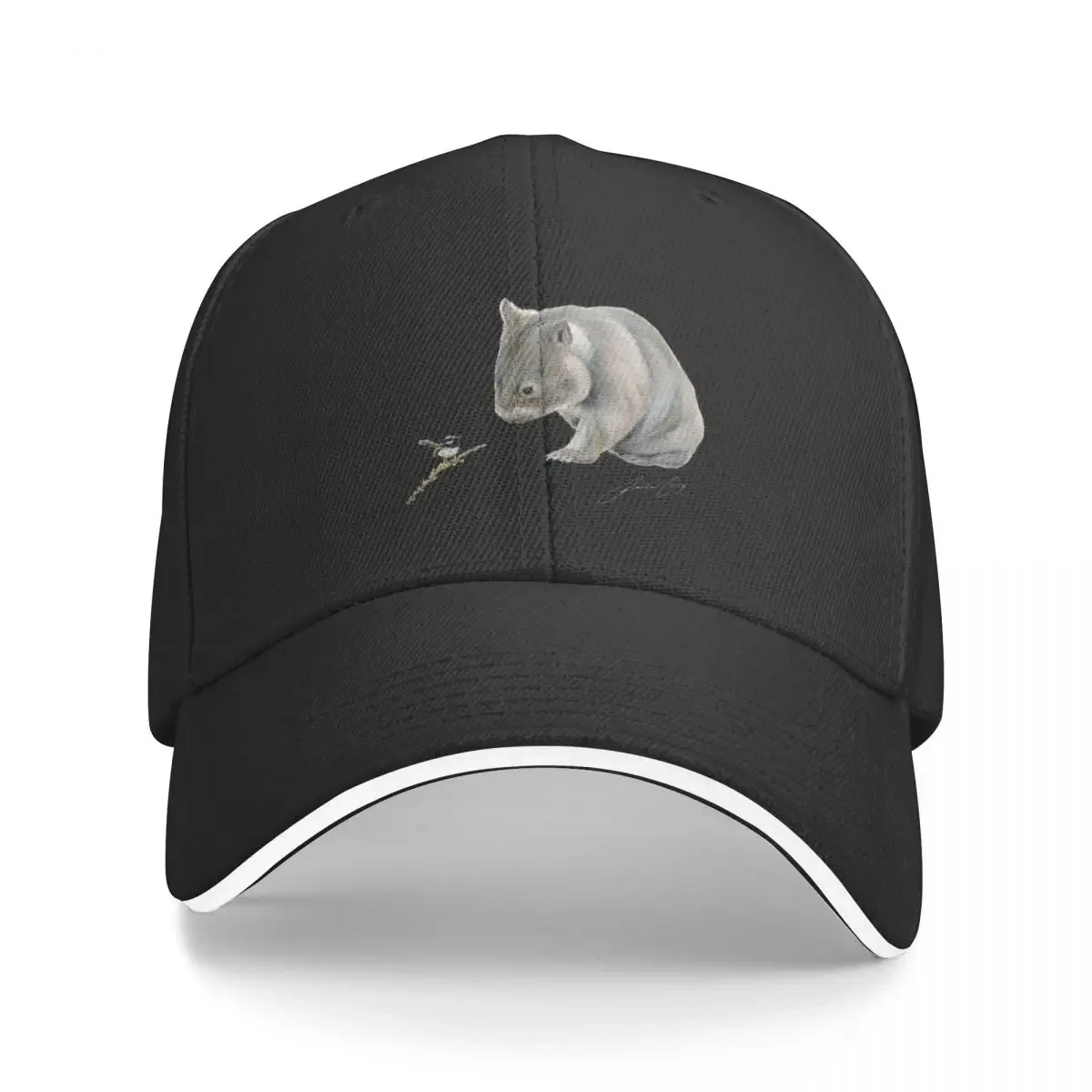 Wombat and Blue Wren Friends with signature. Superb blue fairy wren. Baseball Cap New In Hat Rave Mens Hats Women's