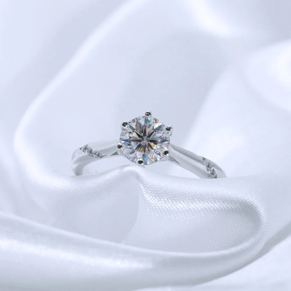 

S925 Sterling Silver Moissanite Diamond Ring 1-3 Carat Sterling Silver Couple Wedding Proposal Ring Female Luxury Wedding Ring