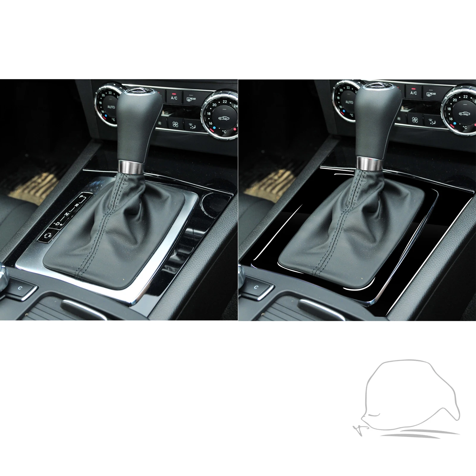 For Benz W204 C Class 2007-2013 Piano Black Gear Shift Panel Decorative Cover Car Interior ABS Retrofitting Accessories Sticker