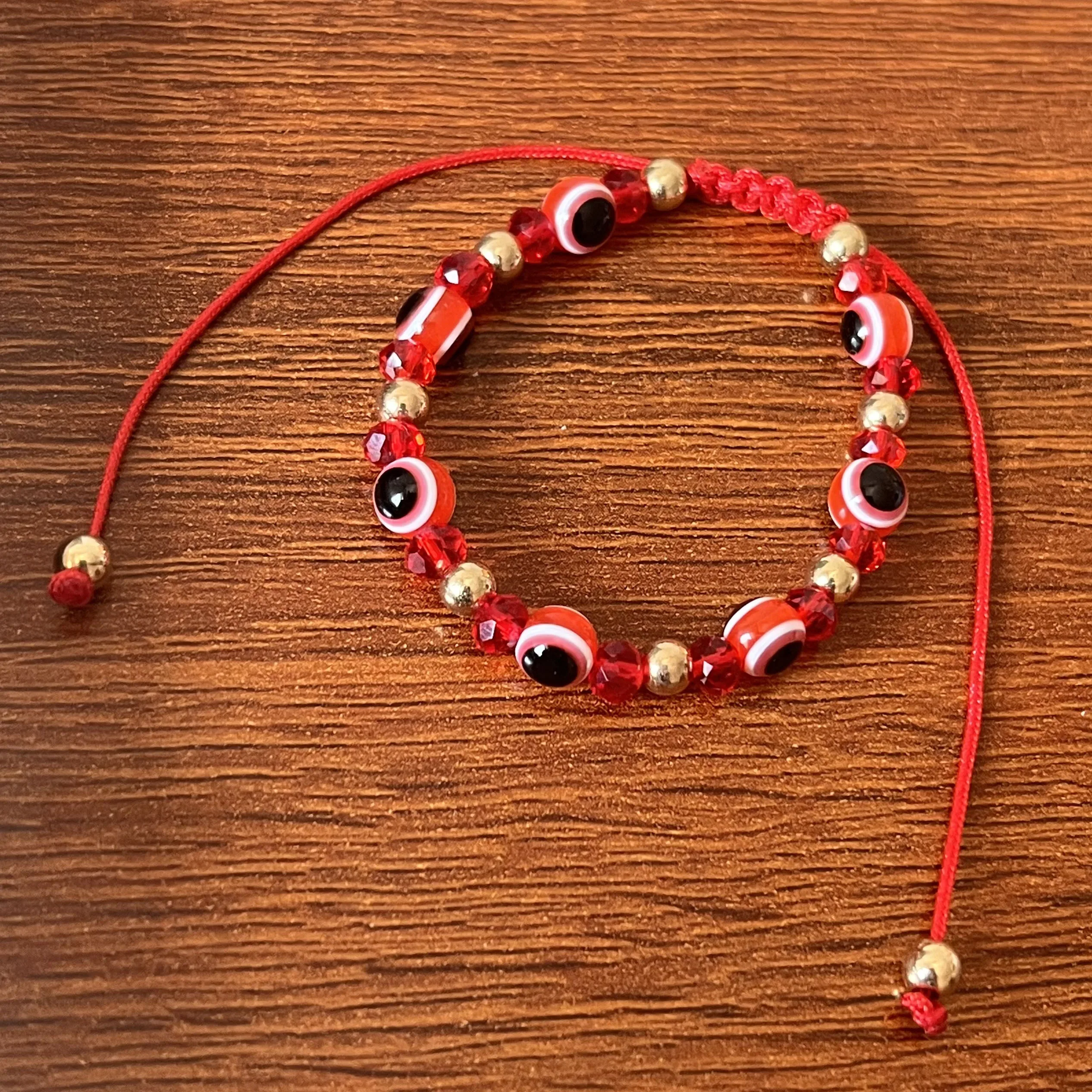 12pcs Baby Size Demon Eye Crystal Braided Prayer Bring Good Luck Bracelet