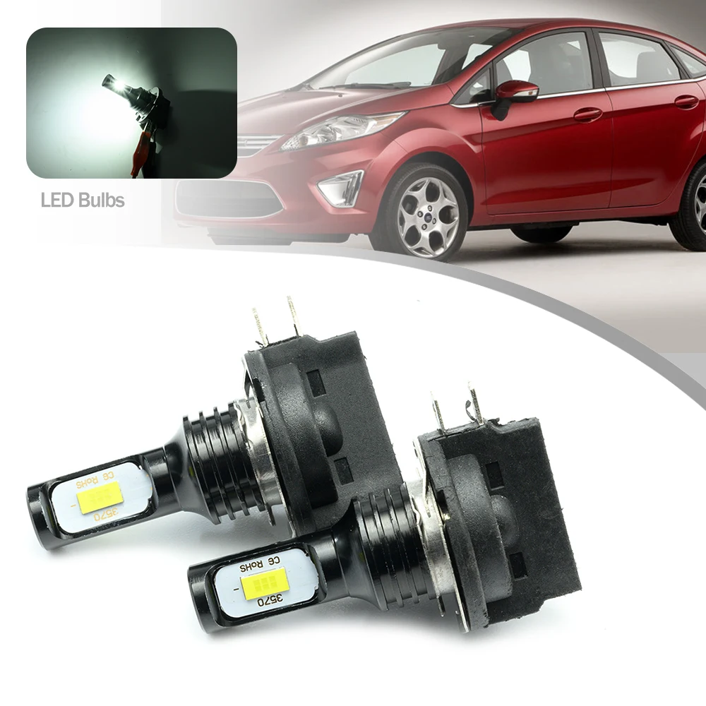 2Pcs Car Led Lower Beam Low Dipped Headlight Lamp Bulbs H11B H8B H9B PGJY19-2 64241 For Ford Fiesta 2011 2012 2013