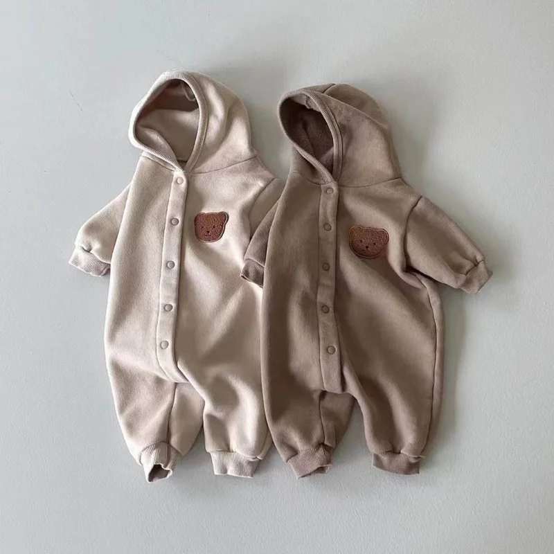 Warm Winter Baby Clothes Newborn Bodysuit Girl Bear Cute Hoodie Jumpsuit