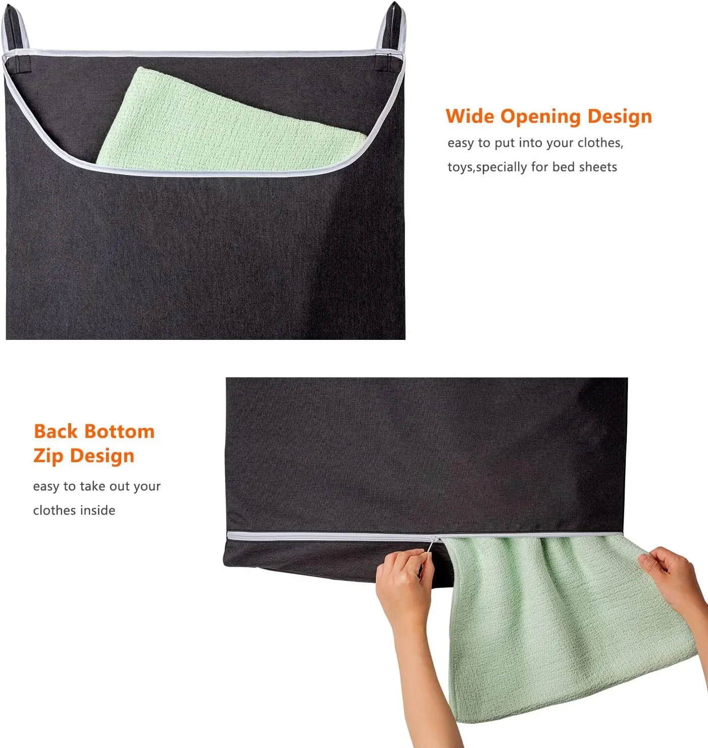 XL Hanging Laundry Hamper Bag Black Door Hanging Hamper with Large Openging  Door Laundry Basket