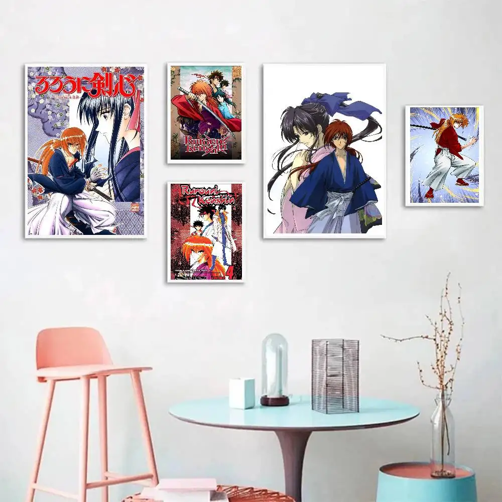 Japanese Manga R-Rurouni Kenshin Posters Living Room Bar Cafe Quality Canvas Vintage Style Comics Painting Art Home Wall Decor
