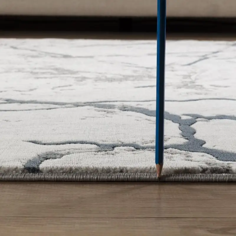 سجادة منطقة هندسية رمادية مقاس 7'10 بوصة × 10'6 بوصة - تصميم عصري لديكور غرفة المعيشة أو غرفة النوم