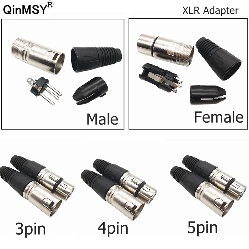 DIY XLR 3Pin 4PIN 5pin Male Female Plug Pure Copper Gold-Plated Feet 3-Pin 5pin XLR Connector Welding Head Caron Cable Supplies