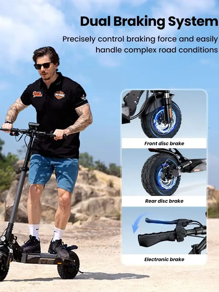 IScooter W9, Elektroroller für Erwachsene, 48V14AH-Akku, max. 45 km/h, 10-Zoll-Reifen mit hoher Abriebfestigkeit, doppelte Stoßdämpfung, Smartphone-Entsperrung, großes HD-Display, 4