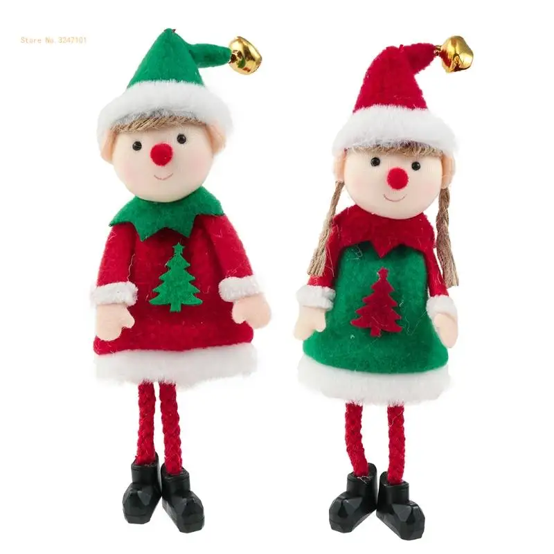 Plush Christmas Elves Toy Boy and Girl Elf for Doll Hanging Ornaments for Christmas Holiday Door Tree Decoration Dropship