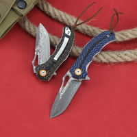 Damascus Steel Folding Knife G10 Handle Portable Outdoor Sharp Pocket Knife EDC Camping Hunting Combat Knives for Men Jackknife