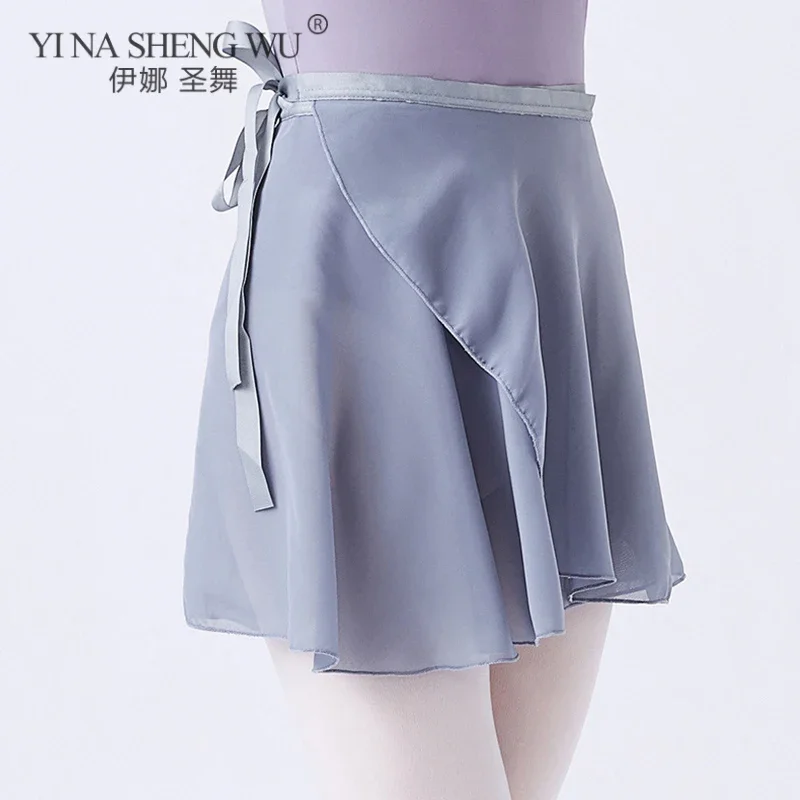 Ballet Practice Skirt Dance Gauze Skirt Adult One Piece Skirt Lacing Gray Purple Skirt Women Girl Dance Practice Accessory Skirt