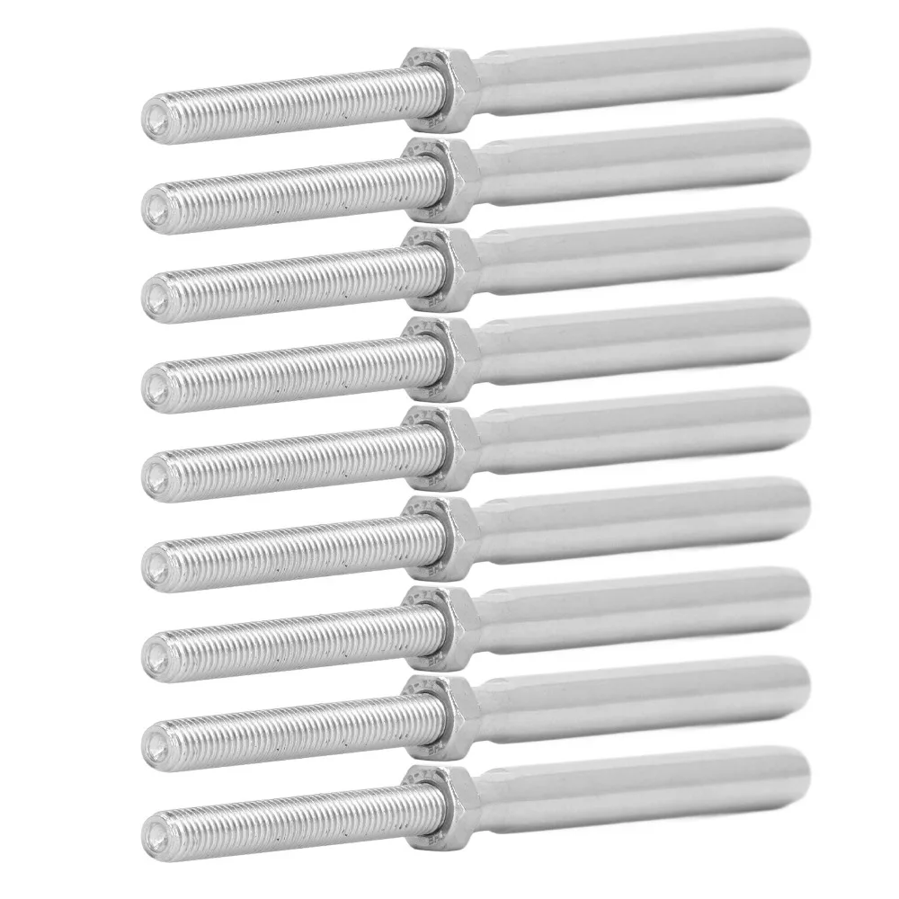 10pcs Hand Swage Design Cable Railing Tensioners Premium Durable Swage Lag Screw Kit Threaded Stud Fittings Marine Application