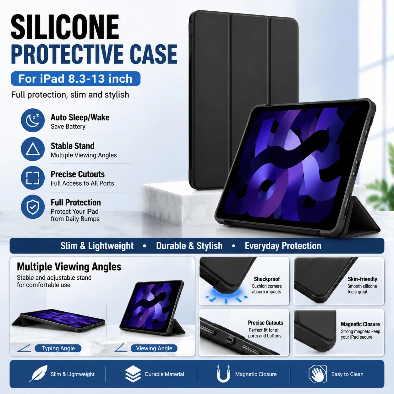 Magnetic Case For IPad Pro11 2018 2022 Silicon Tablet Cover for IPad Pro11 Inch Magnetic Flip Stand Tablet Cover Soft Back Shell
