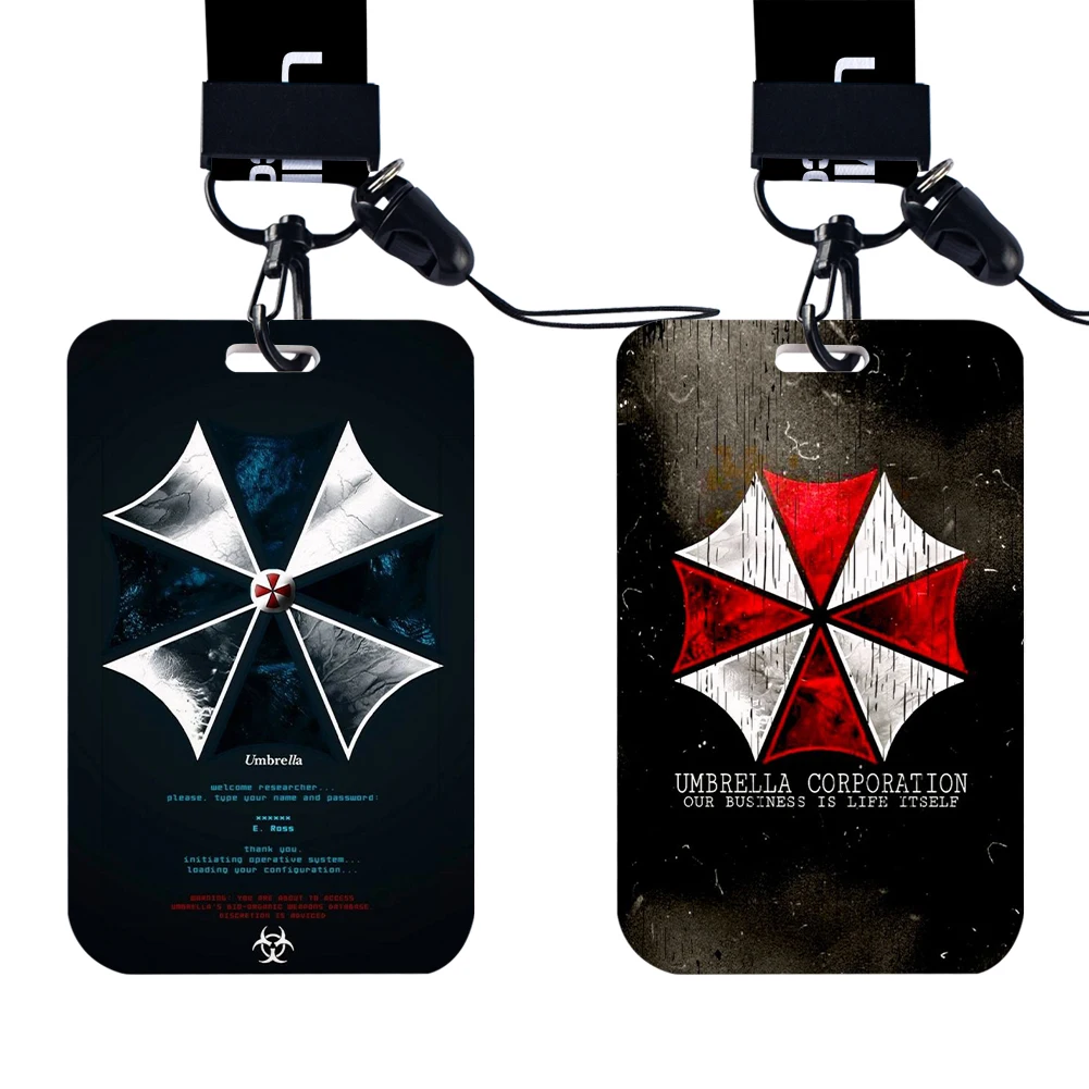 

Umbrella W Neck Strap Polyester Stationery ID Card Holder Lanyard Keychain ID Badge Holder For Student Work Bus Access Card