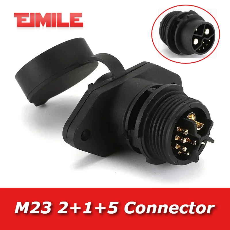 Waterproof M23 2+1+5 Electric Vehicle Lithium Battery Plug Socket Male Female Quick Lock Type Power Charging Connector Adapter