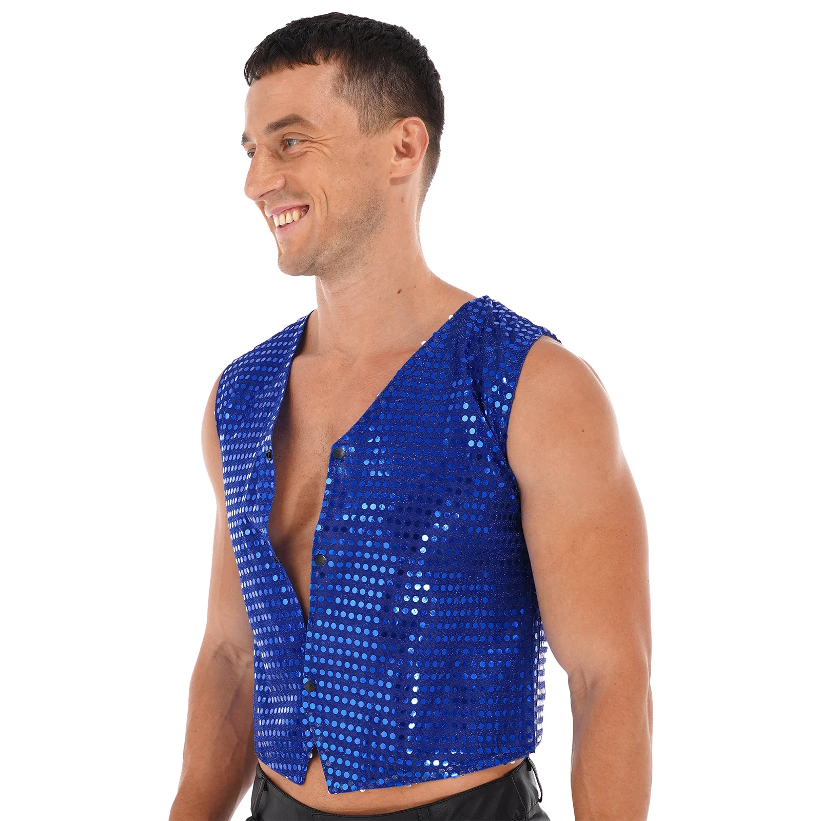 Heren glitter pailletten vest jazz moderne danskostuums mode jas vest rave party stage performance kleding danskleding