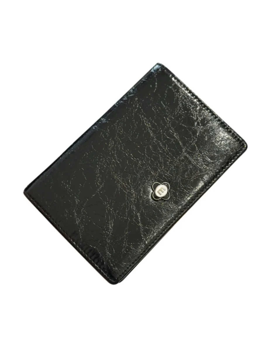 

Ute Leather Passport Holder Cowhide Card Bag Korean Sle Youth Fem Pure Color Bifold Wallet Open Mouth Closure