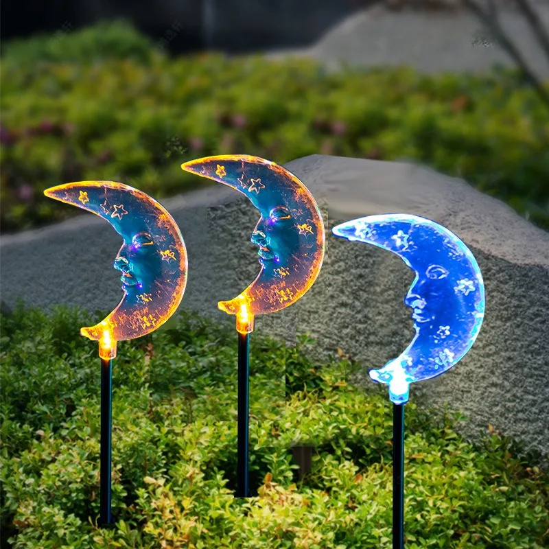 

4Pcs Outdoors Solar Moon Lights Decors LED Acrylic Courtyard Waterproof Ground Insertion Lawn Light Garden Party Landscape Lamps