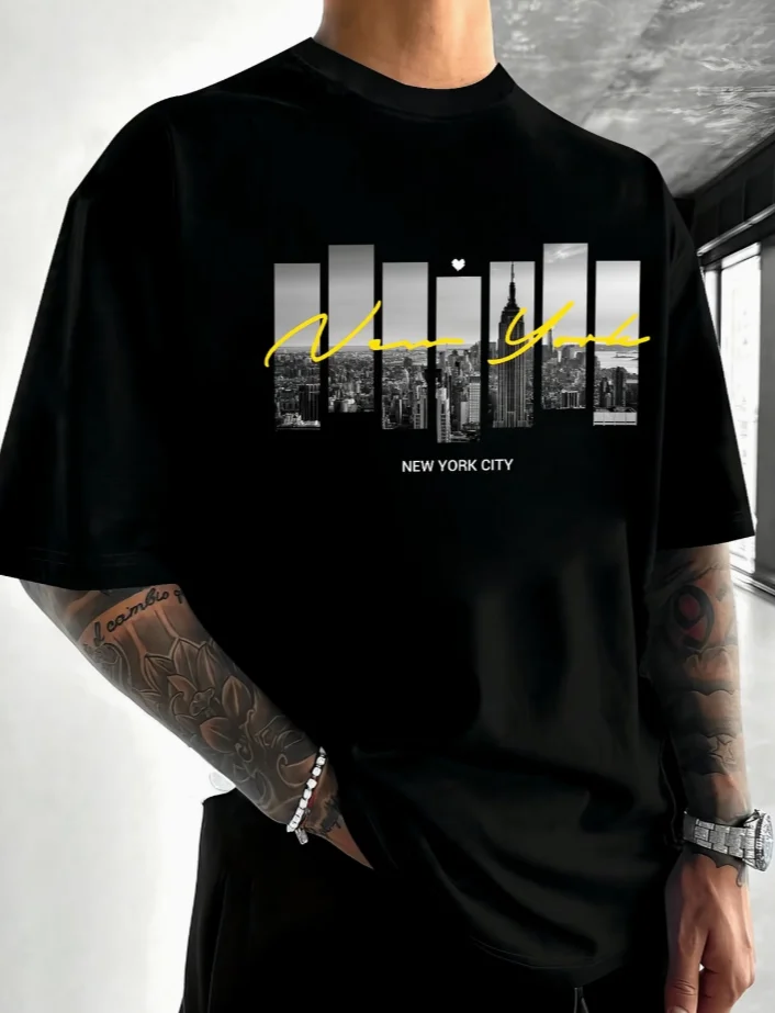 New York Directional Opening Men''s Fashion Casual Crew Neck TShirt Men''s Base Layer Versatile Top Summer Men''s Clothing