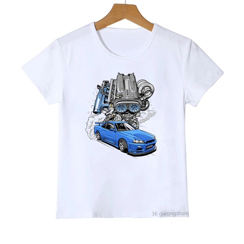 t-shirt for boys cool racing graphic print children's clothing tshirt funny boys clothes summer short sleeve yellow tshirt tops