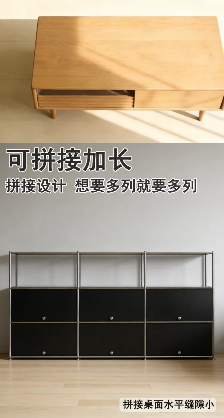 Module Steel Living Room Storage Cabinet Rack Kitchen Sideboard Dining Side Locker Nightstand Flip Sofa Side Cabinet Bookshelf
