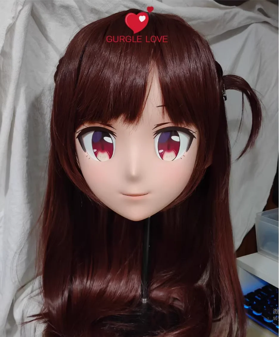 

(GLb0350)Customize Character Female Girl Resin Half Head Crossdress Cosplay Japanese Anime Role Kigurumi Mask With Eyes And Wig