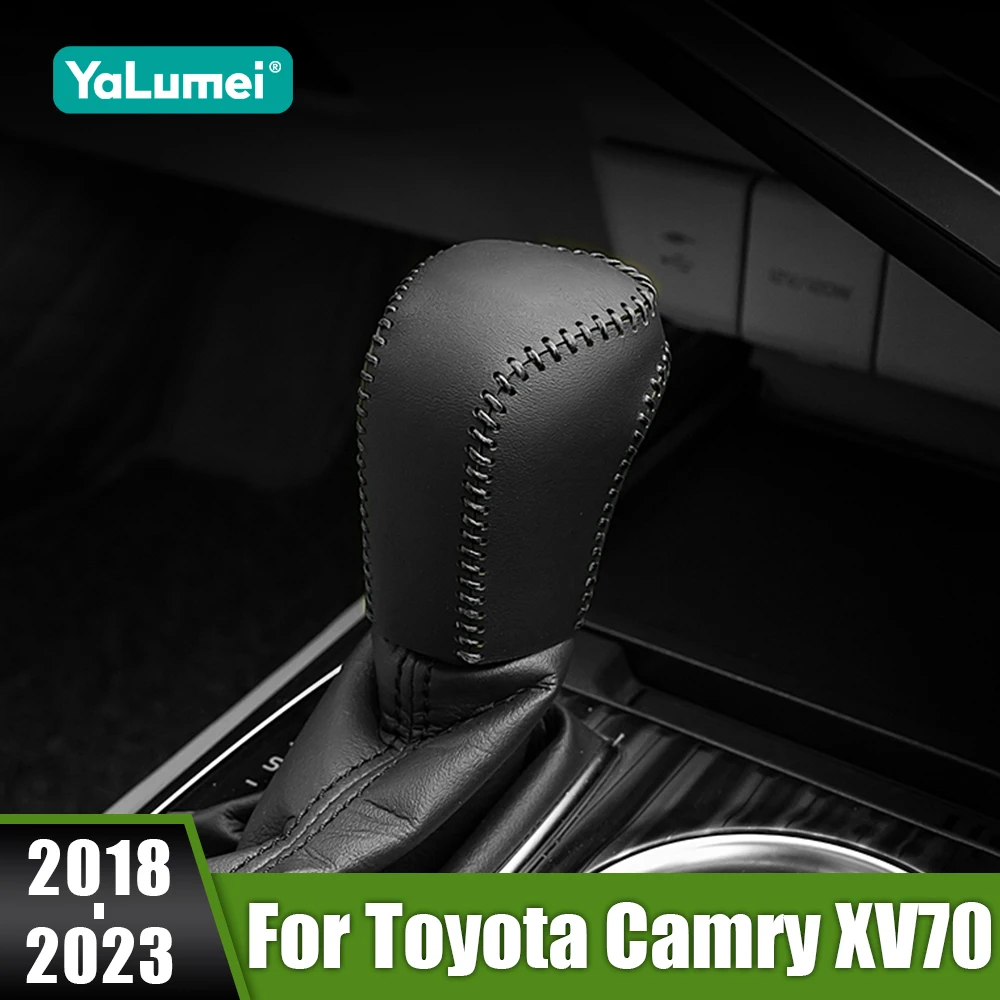 

For Toyota Camry XV70 70 2018 2019 2020 2021 2022 2023 Leather Car Gear Head Shift Knob Cover Collars Handbrake Trim Cover Case