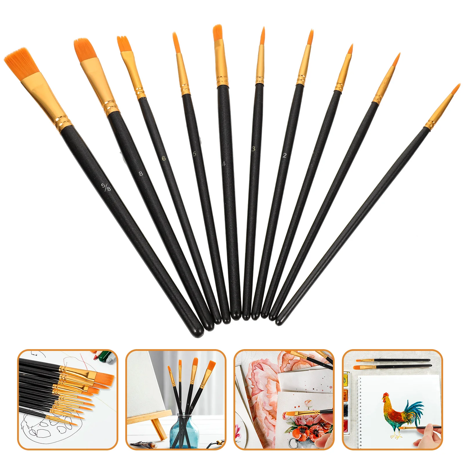 

1 Set Children'S Painting Brush Set Watercolor Oil Acrylic Gouache Art Supplies Craft Brushes Nylon Hair Portable Student Kids