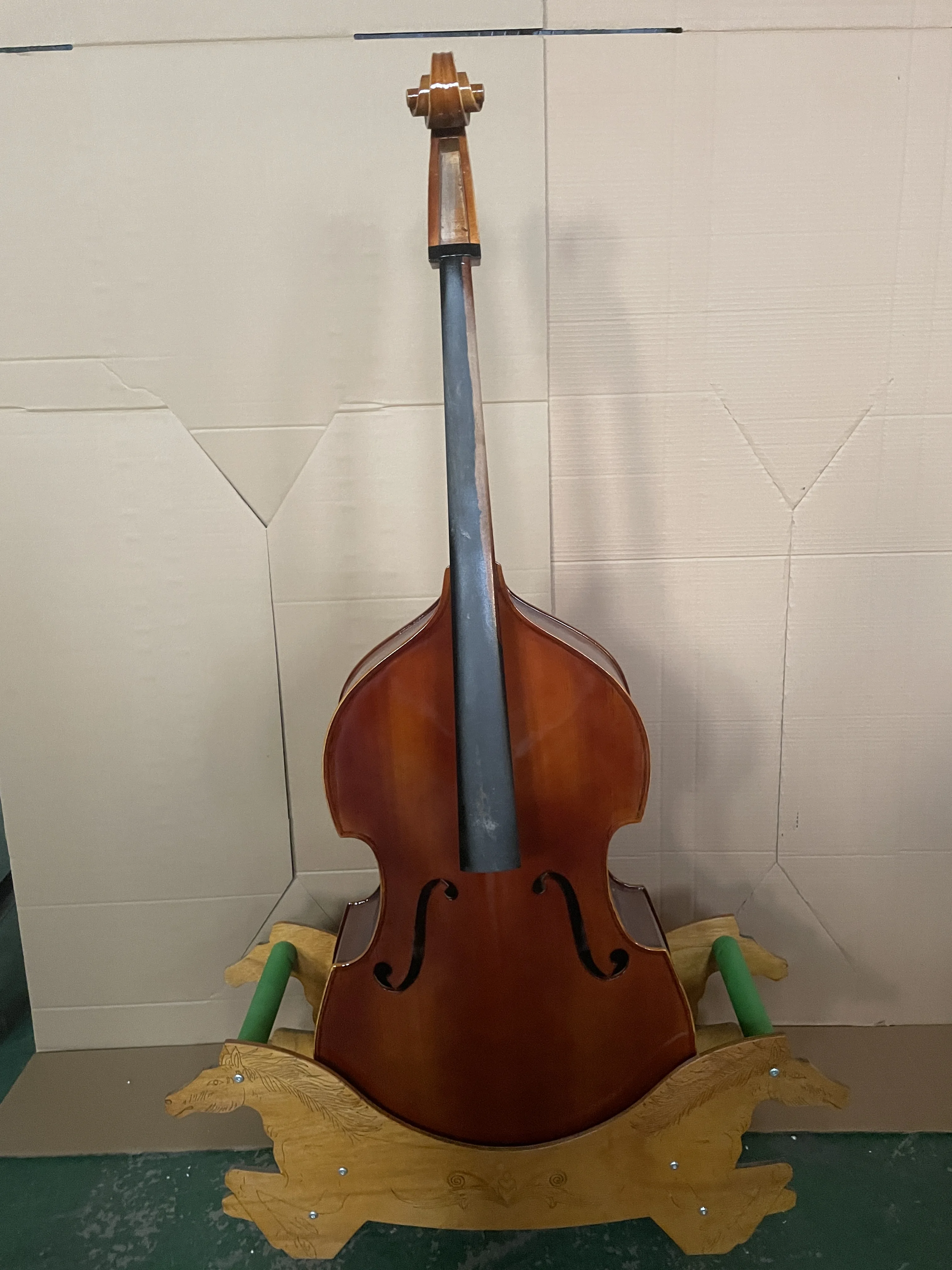 1/8 double bass, handmade solid wood four string double bass with accessories