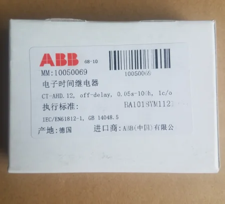 

Original ABB Time Relay CT-AHD.12, Off-delay, 0.05s-100h, 1c/o