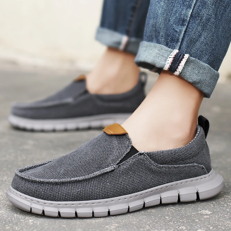 Summer Breathable Sneakers Men Canvas Shoes Slip On Loafers Men Comfty Casual Men Shoes Lightweight Flats Men Walking Zapatos