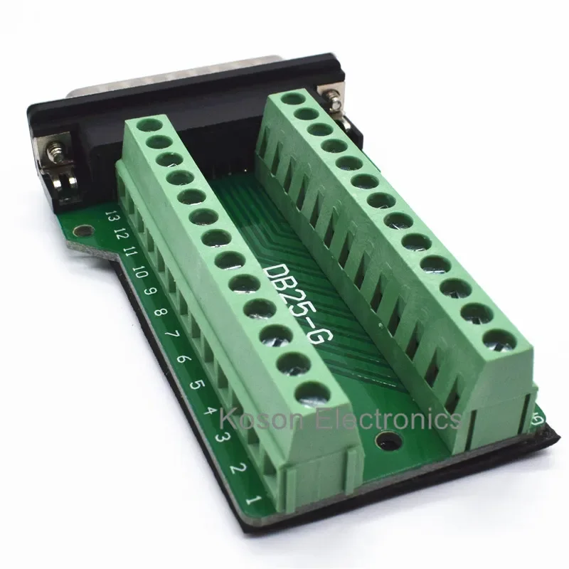 DB25 D-SUB Male 25Pin Plug Breakout PCB Board 2 Row Terminals Connectors