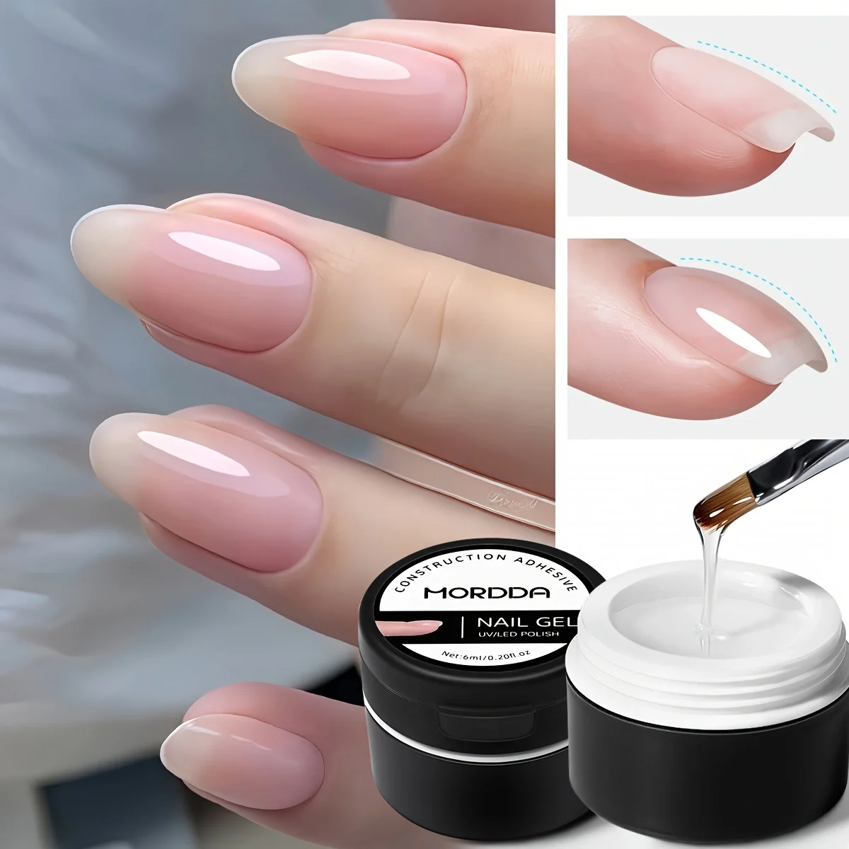 Klej budowlany MORDDA w kolorze czarnym, łatwy w formowaniu, trwały i wzmocniony klej bazowy, uniwersalny klej do lakieru do paznokci.