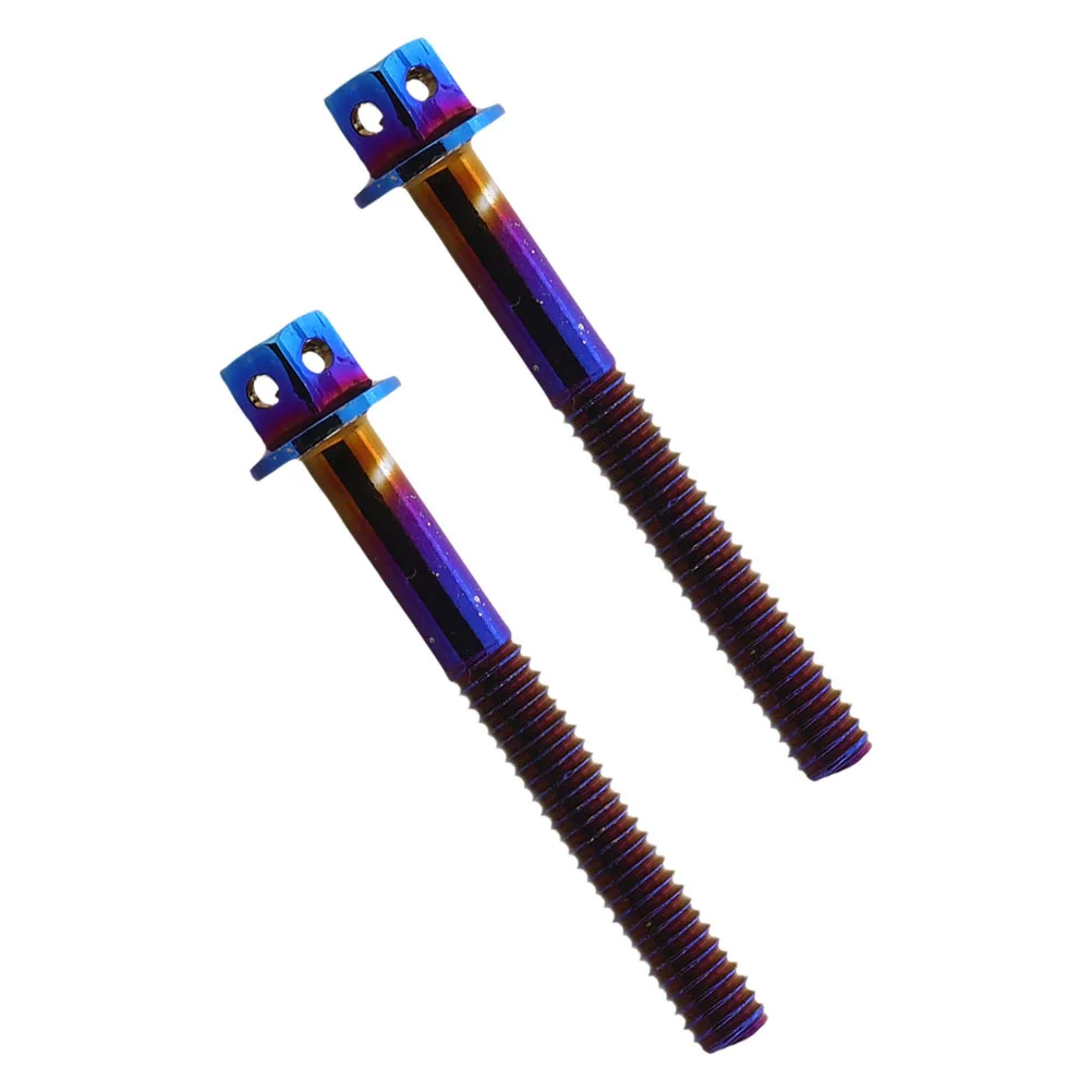 2Pcs Burnt Titanium License Plate Screws Colorful Blue Finish Eye-Catching Iridescent Effect for Electric Motorcycle