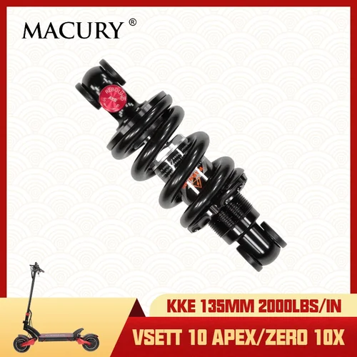 KKE 전기 스쿠터용 가변 댐핑 완충기, VSETT 10 APEX ZERO 10X KUGOO G1 KAABO WOLF KING GTR 11, 135mm, 2000LBS/IN