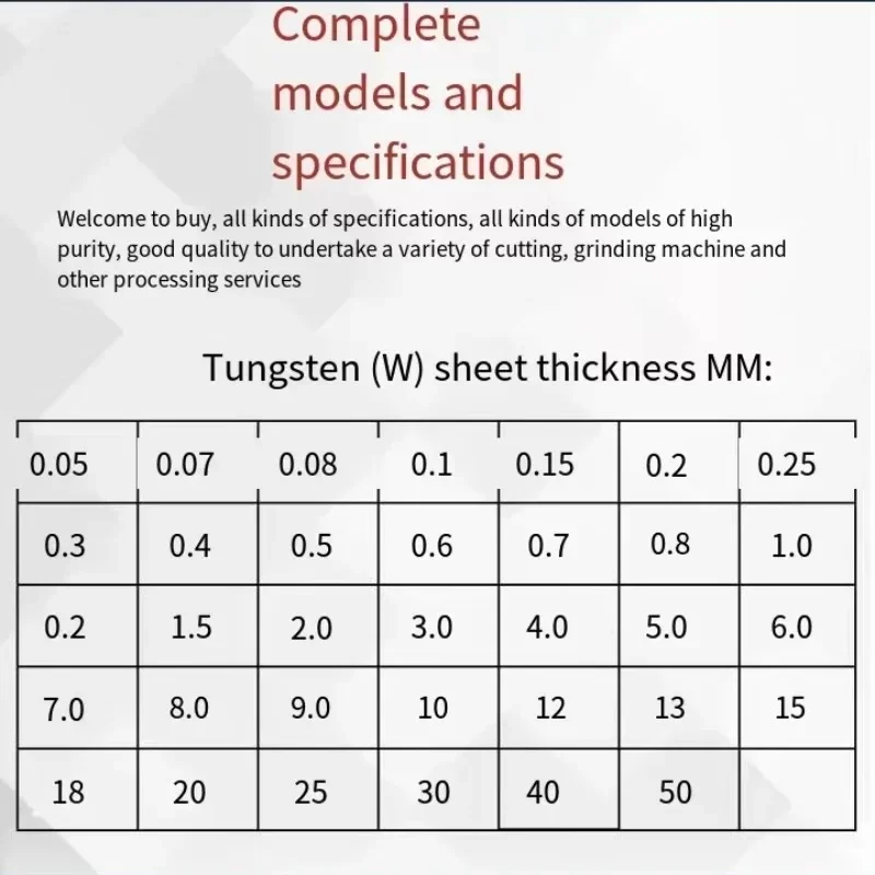 Custom zero cut metal material high purity tungsten sheet tungsten plate W99.95% industrial scientific research tools