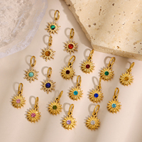 CARLIDANA Ins Style French Vintage Gold Color Sun Charms With Natural Stone Star Shine Stainless Steel DIY Fashion Jewelry