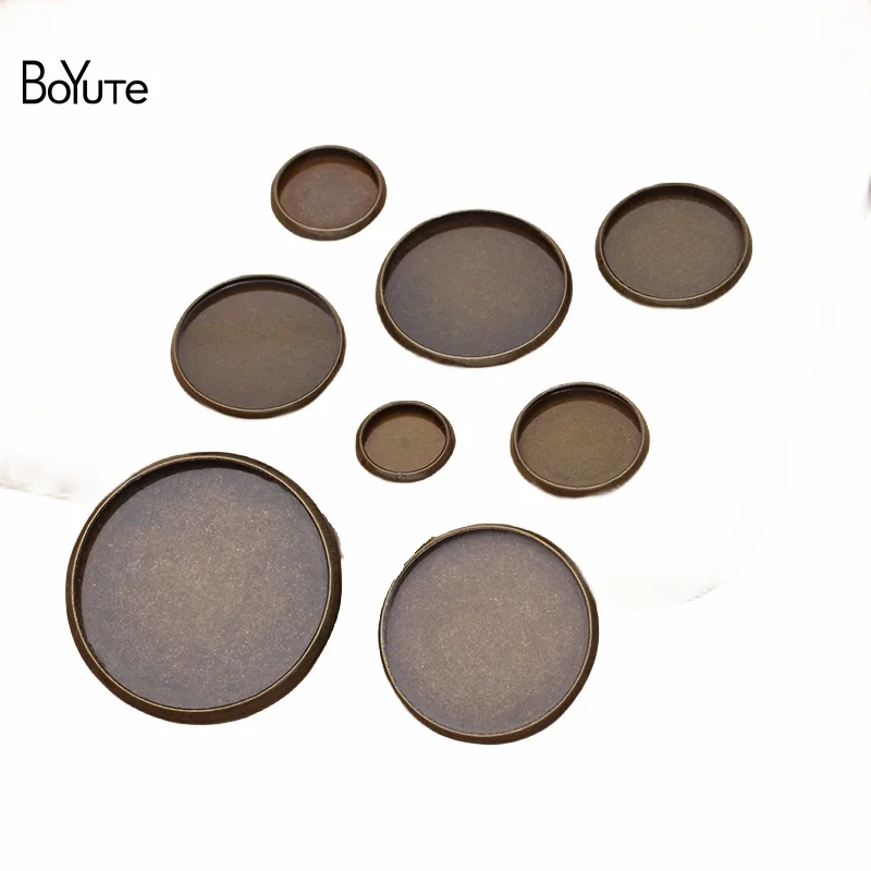 Boyute (100 tamanhos) redondo 8mm 10mm 12mm 14mm 16mm 18mm 20mm 25mm base cabochão bronze antigo faça você mesmo configurações de bisel em branco