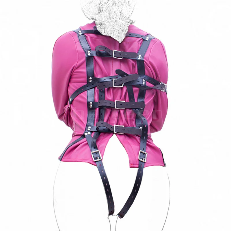 HotX Pu Leather Adjustable Bondage Women Wear Straightjacket Coat Body Harness Women Roleplay Slave  Sex Toy for Female