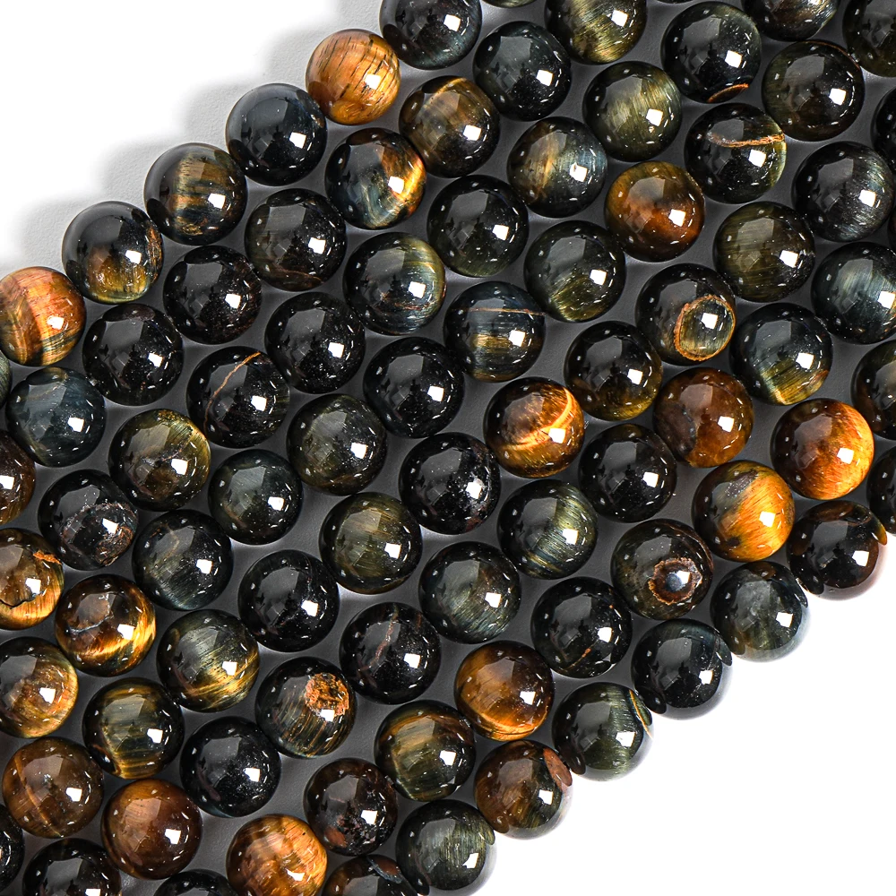 

Natural Yellow Blue Tiger Eye Stone Round Beads Genuine Natural Gemstone Loose Beads For Jewelry Making Strand 15" Wholesale