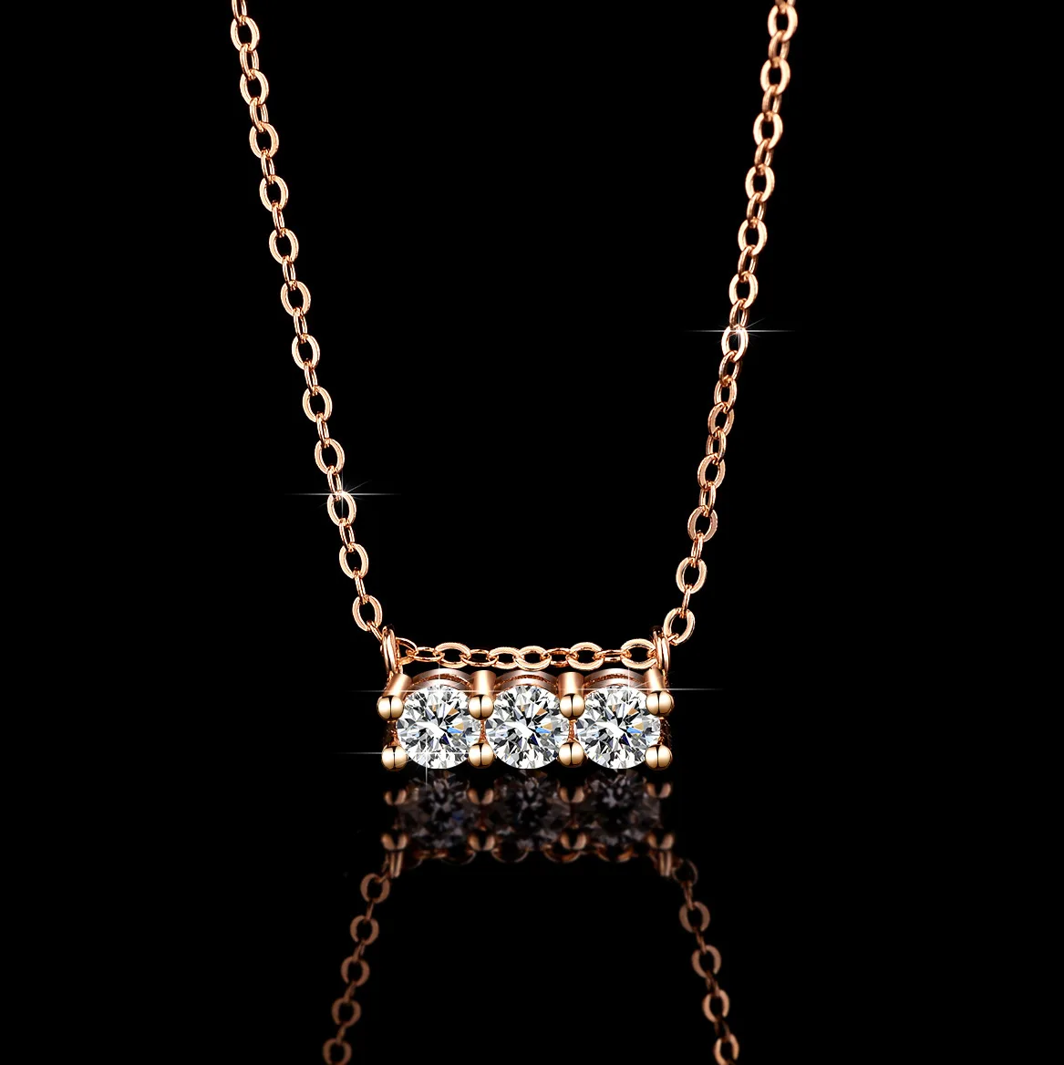 

18K gold pendant moissanite ins necklace women's bow straight row PT950 platinum necklace pendant clavicle chain