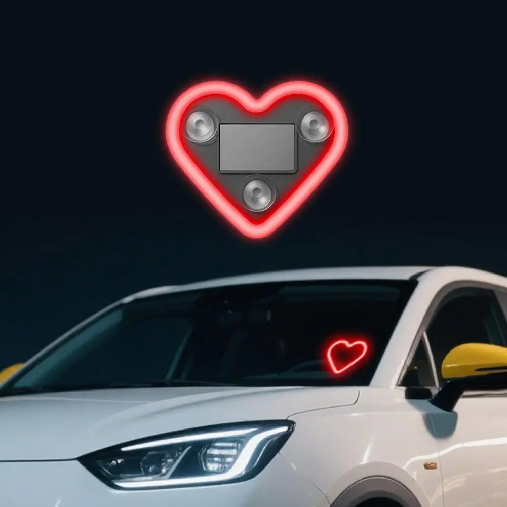 New Car Solar Triangle Window Heart-shaped Light Emitting Heart-shaped Atmosphere Interior Wiring Free LED Atmosphere Light