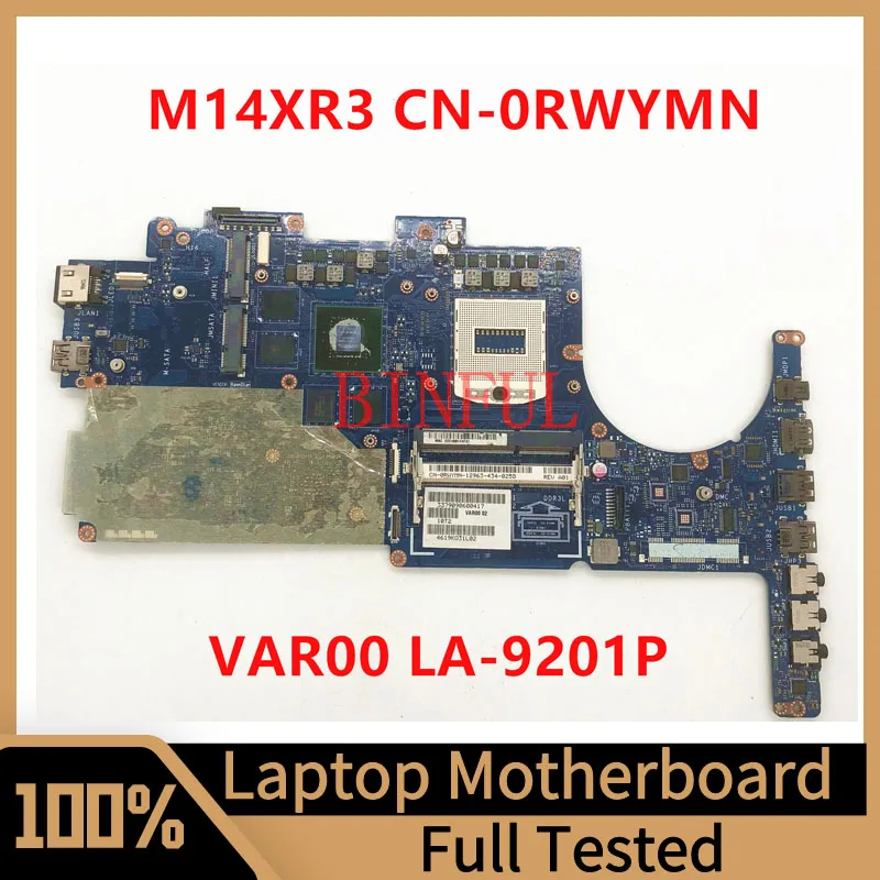 CN-0RWYMN 0RWYMN RWYMN Mainboard For DELL M14X R3 Laptop Motherboard VAR00 LA-9201P N14P-GT-A2 GT750M 100% Tested Working Well