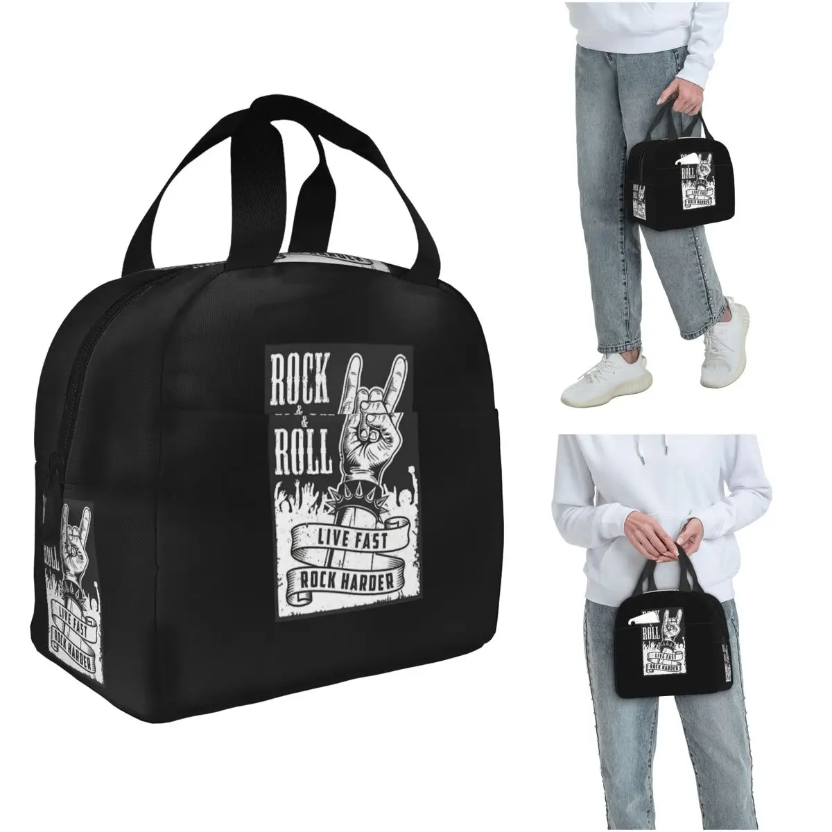 

Термосумка для обедов Rock Star Skull Rock N Roll для женщин и детей, портативная термосумка для еды, термосумка-тоут