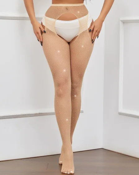 

Сексуальные чулки до бедра, украшенные стразами — дизайн из прозрачной сетки, колготки без показа с ремешком «LOVE», только для ручной стирки, униформа