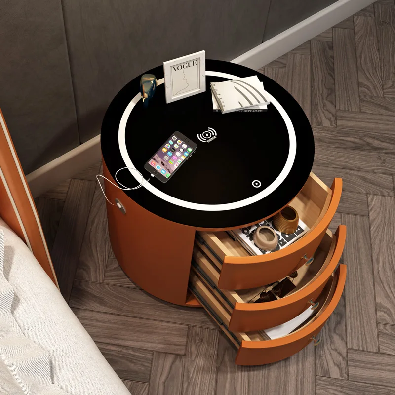 

Smart Bedside Nightstand Round Vintage Organizer Phone Nightstand Comfortable Mesita De Noche Dormitorio Bedroom Furnitures