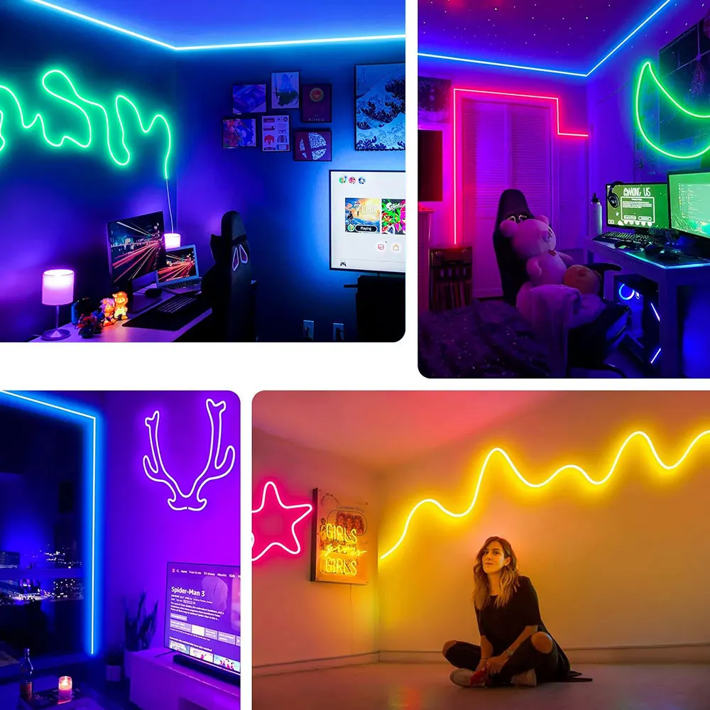 RGB Neon LED Strip Lights USB 5V Strip IP65 Waterproof Control Led Flexible Diode Decoration For Home Living Room Decor Lighting