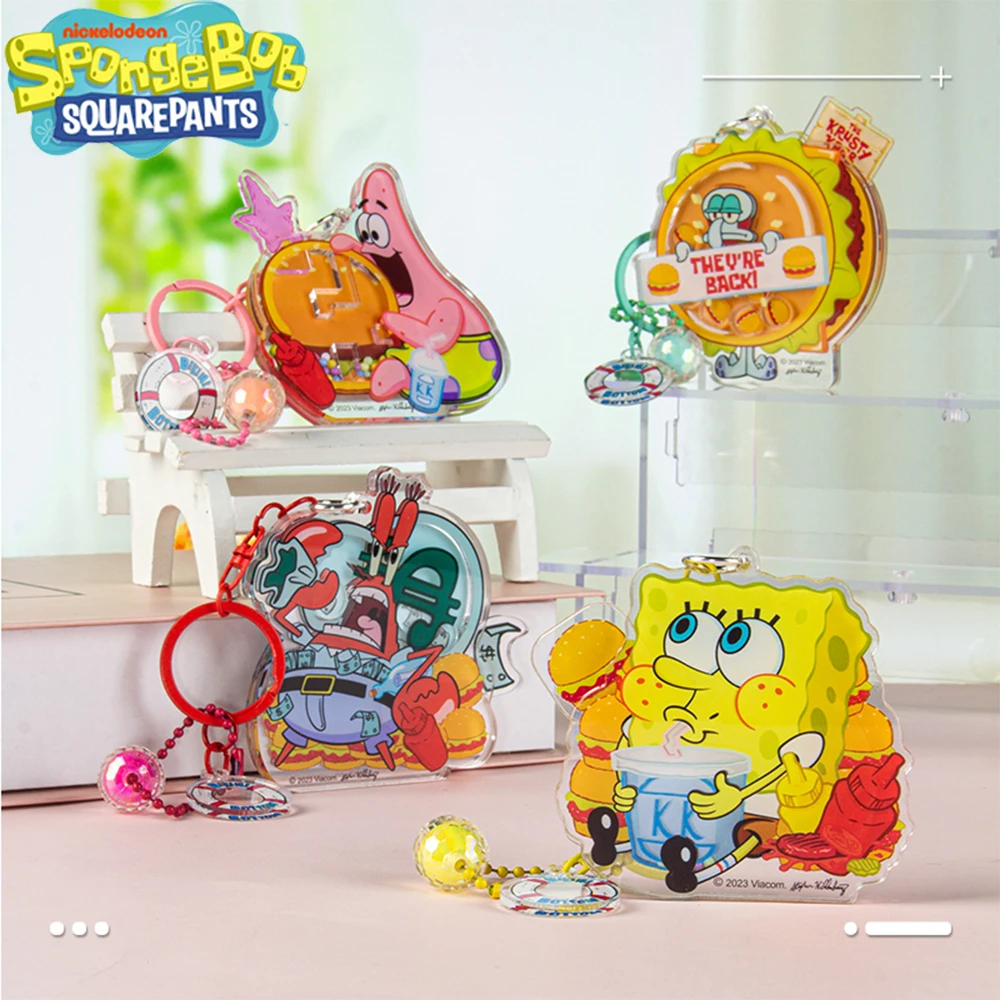1 unidad de Llavero de Bob Esponja con Licencia Oficial, Bolsa Sorpresa DIY de la Serie Shaker de Dibujos Animados, Accesorios de Moda para Teléfono Móvil, Monedero y Llaves