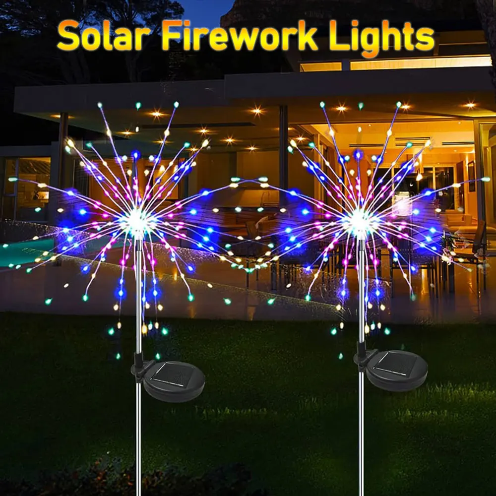 solar powered led fireworks string lamp outdoor dandelion flash fairy lights para jardim paisagem lawn decor 1pc 01